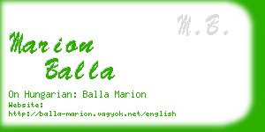 marion balla business card